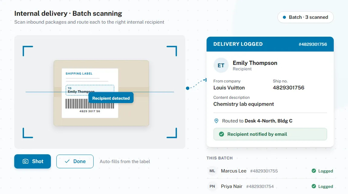 Inbound package receiving and routing