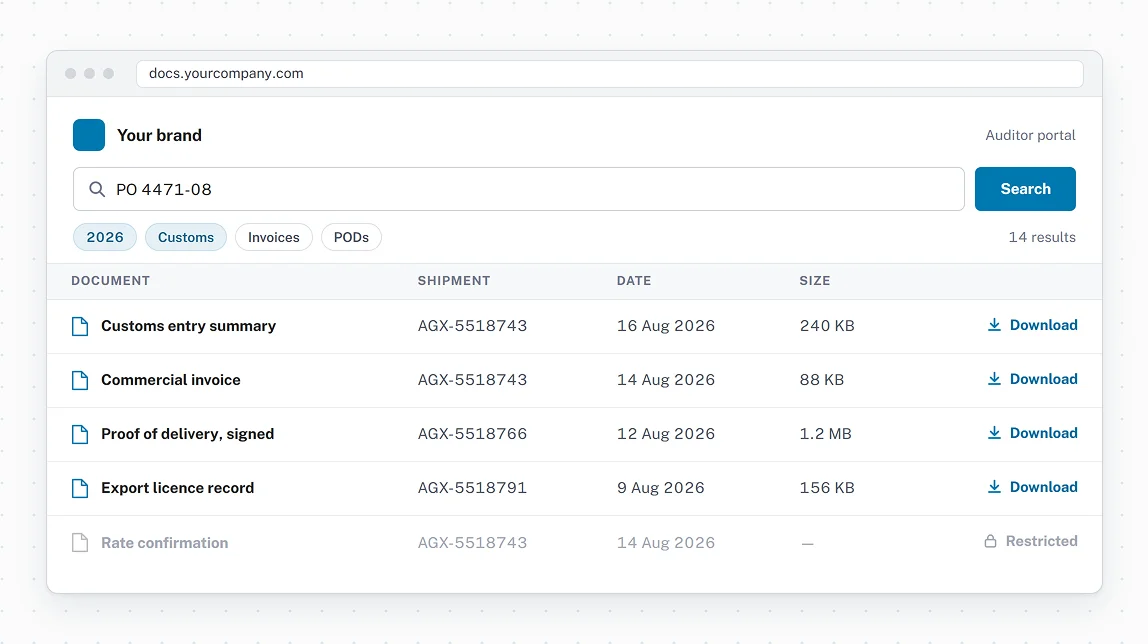 Self-serve document search and download