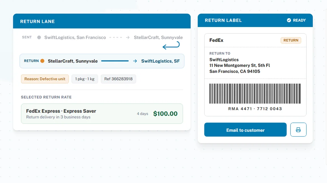 Return on booking
