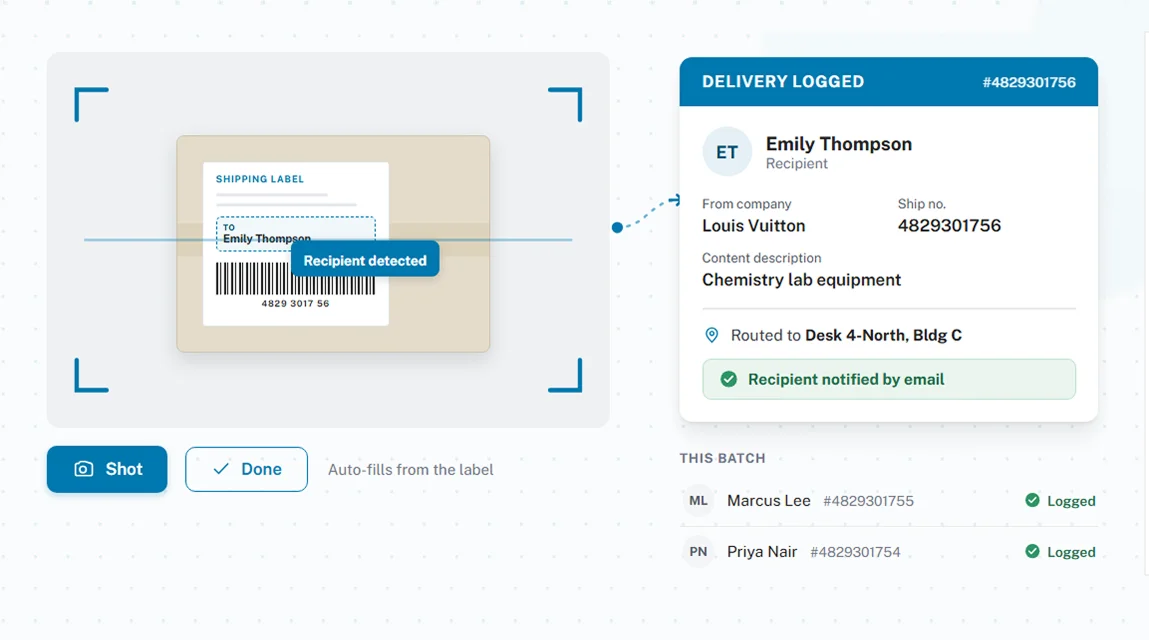 Package claim with a QR code scan
