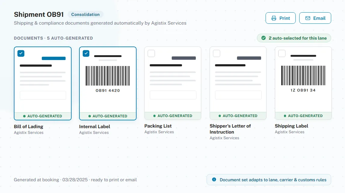 Document templates and rules engine